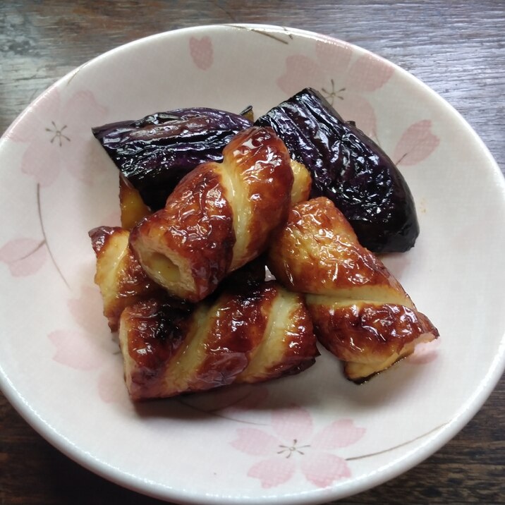 チーズちくわとなすのうまかばいで照り煮